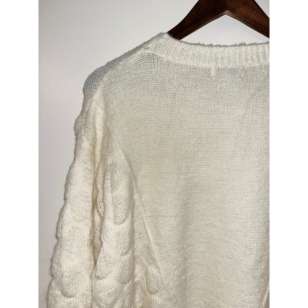 MOON RIVER Anthropologie Ivory Dotted Texture Knit Crew Neck Sweater Women's | S - Picture 12 of 12